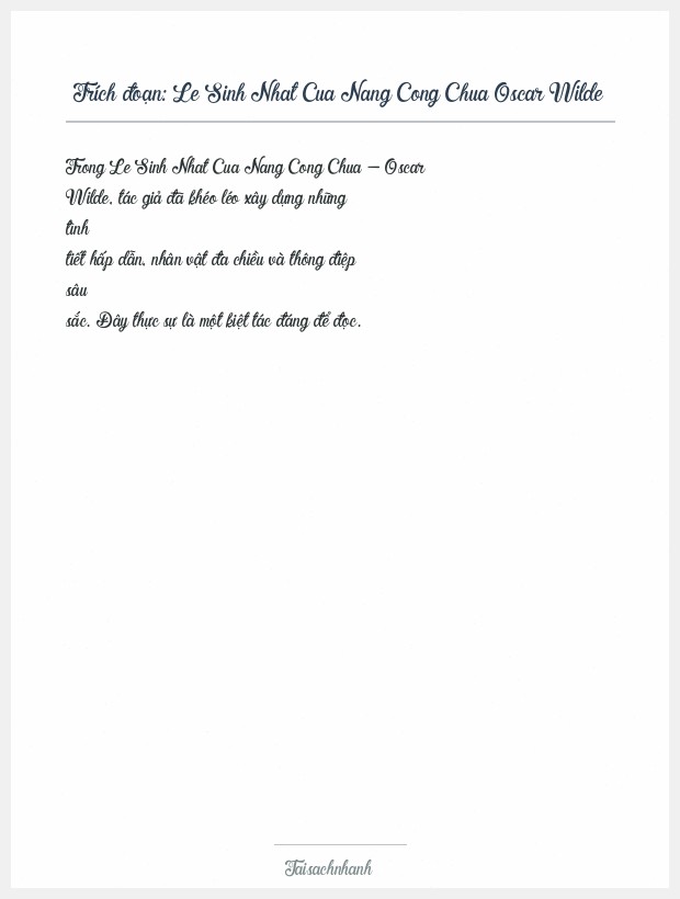 Trích đoạn Le Sinh Nhat Cua Nang Cong Chua Oscar Wilde
