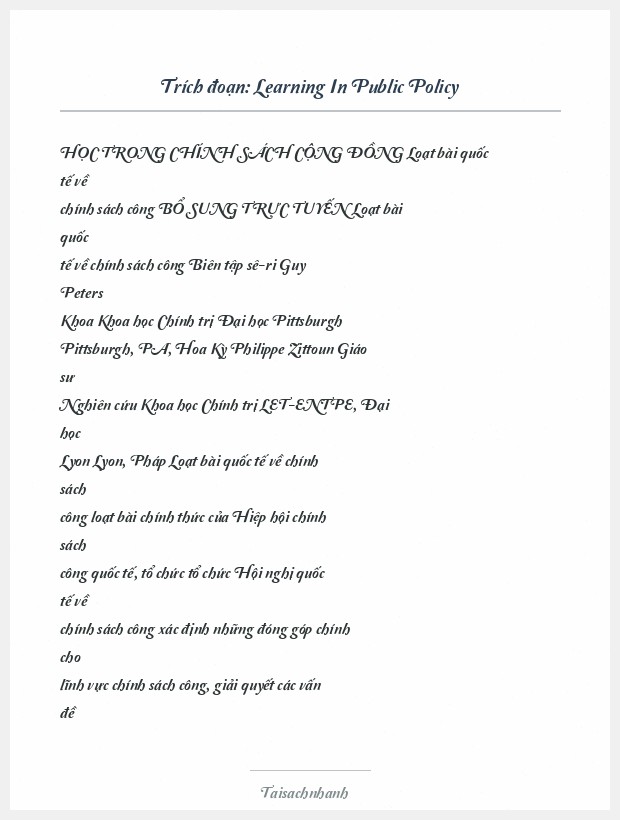 Trích đoạn Learning In Public Policy