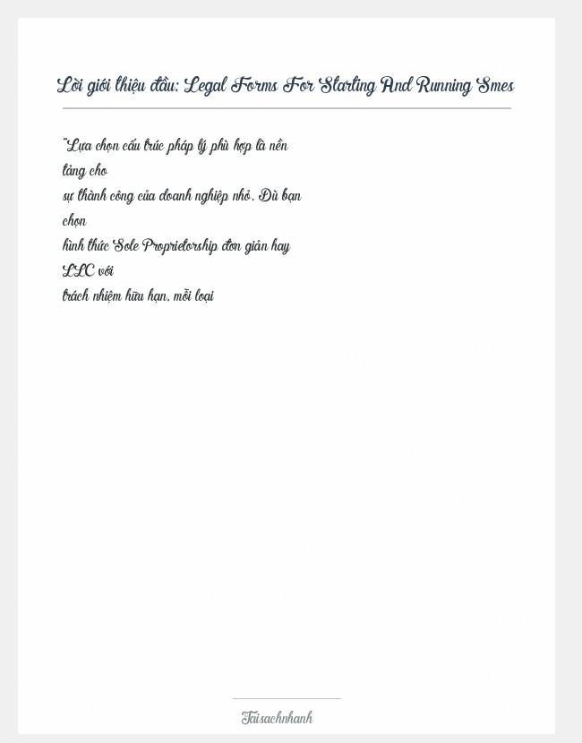 Trích đoạn Legal Forms For Starting And Running Smes