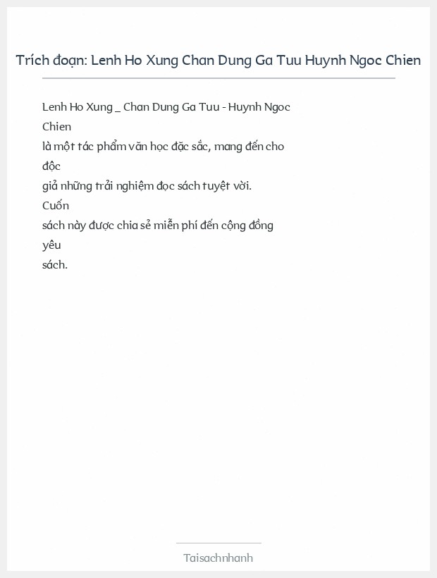 Trích đoạn Lenh Ho Xung Chan Dung Ga Tuu Huynh Ngoc Chien