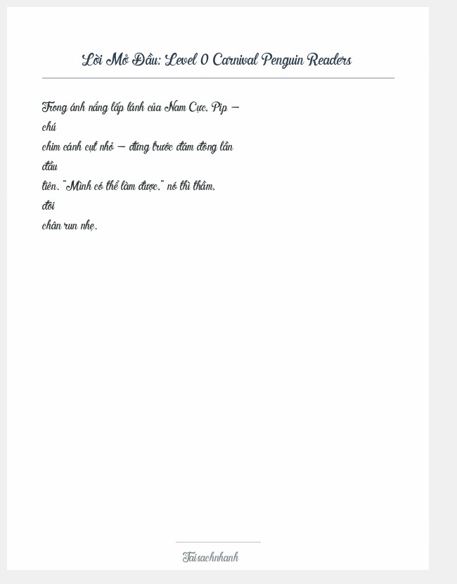 Trích đoạn Level 0 Carnival Penguin Readers
