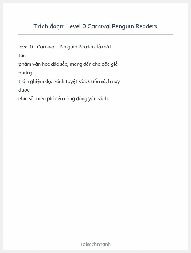 Trích đoạn Level 0 Carnival Penguin Readers