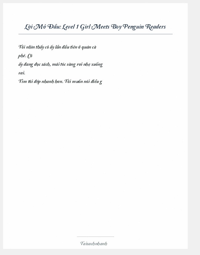 Trích đoạn Level 1 Girl Meets Boy Penguin Readers