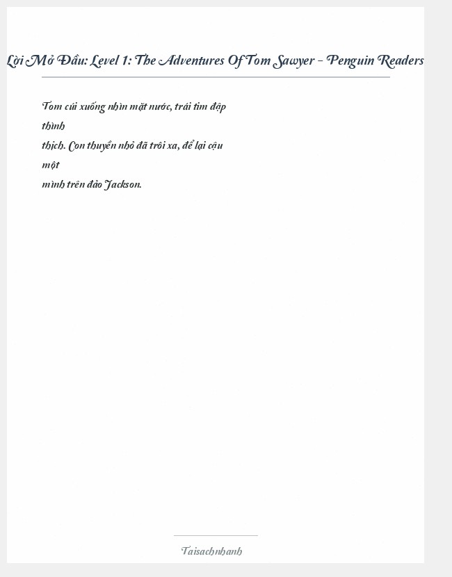 Trích đoạn Level 1: The Adventures Of Tom Sawyer - Penguin Readers