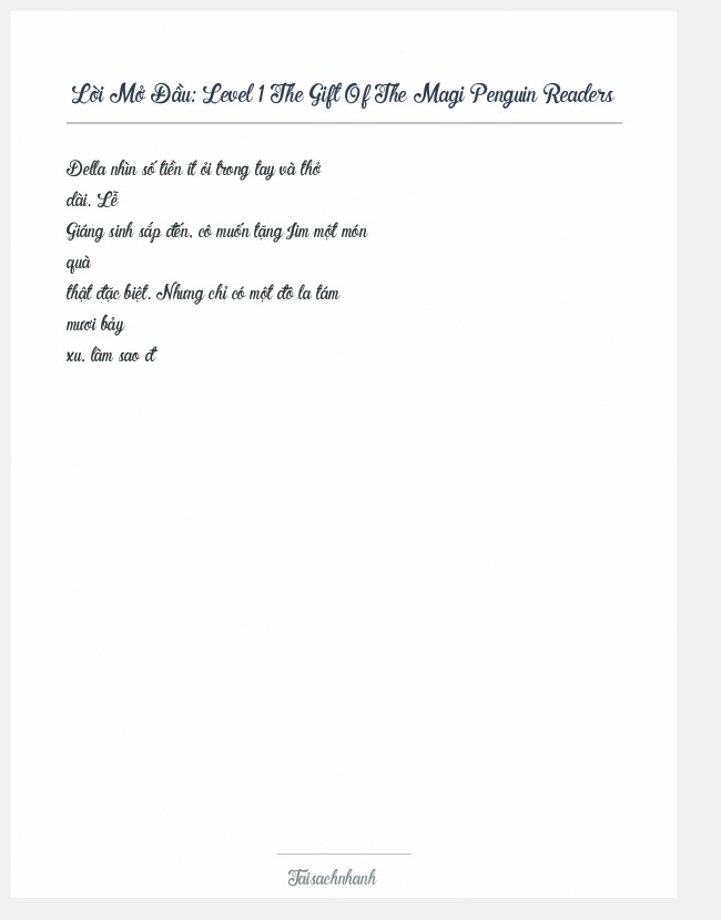 Trích đoạn Level 1 The Gift Of The Magi Penguin Readers