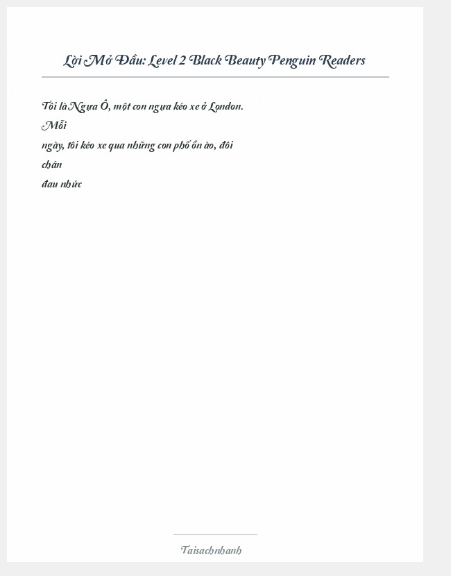 Trích đoạn Level 2 Black Beauty Penguin Readers