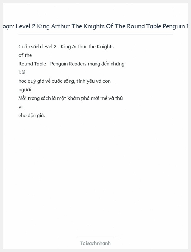 Trích đoạn Level 2 King Arthur The Knights Of The Round Table Penguin Readers