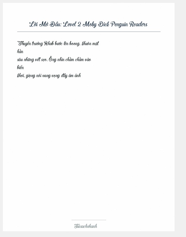 Trích đoạn Level 2 Moby Dick Penguin Readers