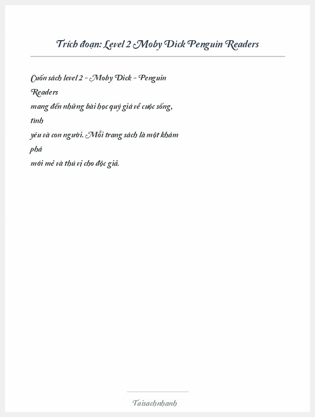 Trích đoạn Level 2 Moby Dick Penguin Readers