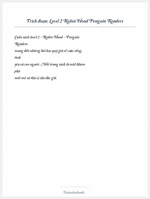 Trích đoạn Level 2 Robin Hood Penguin Readers