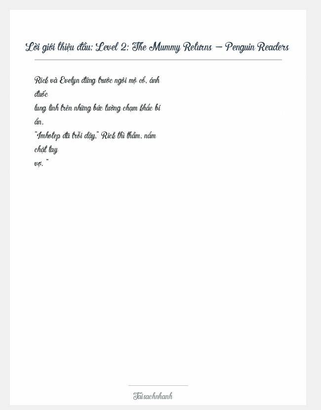 Trích đoạn Level 2: The Mummy Returns - Penguin Readers