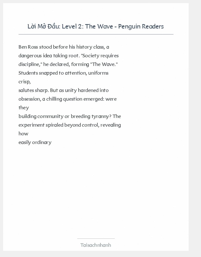 Trích đoạn Level 2: The Wave - Penguin Readers