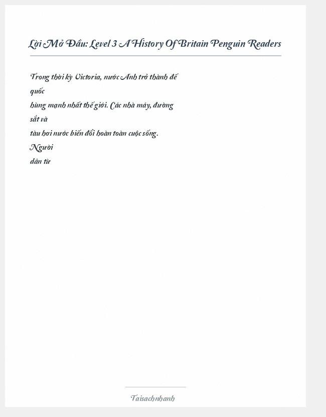 Trích đoạn Level 3 A History Of Britain Penguin Readers