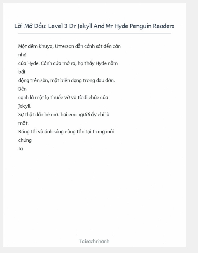 Trích đoạn Level 3 Dr Jekyll And Mr Hyde Penguin Readers
