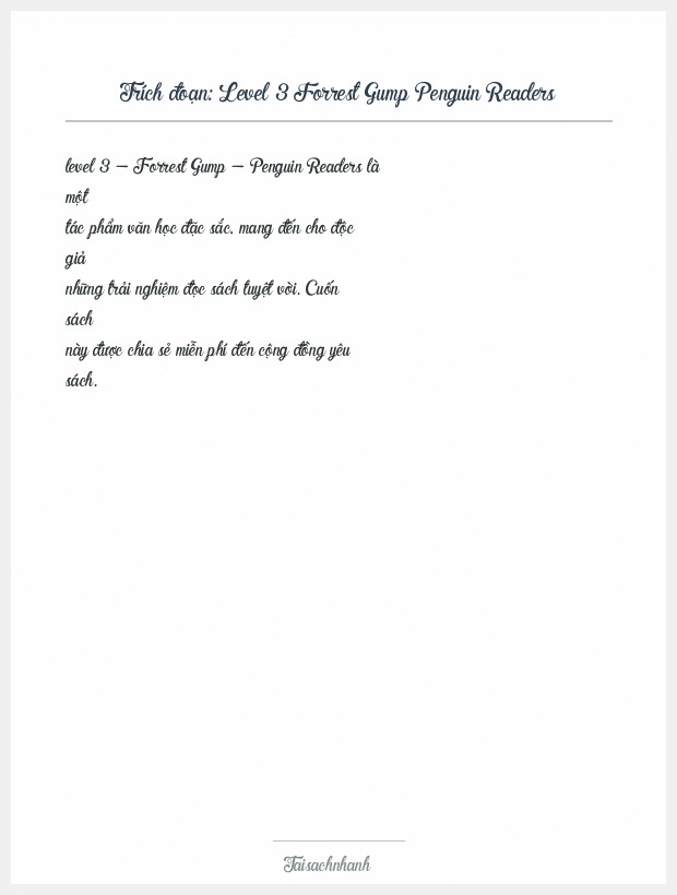 Trích đoạn Level 3 Forrest Gump Penguin Readers