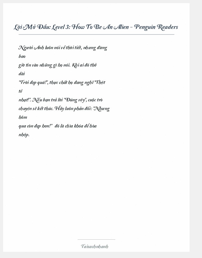 Trích đoạn Level 3: How To Be An Alien - Penguin Readers