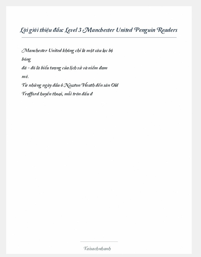 Trích đoạn Level 3 Manchester United Penguin Readers