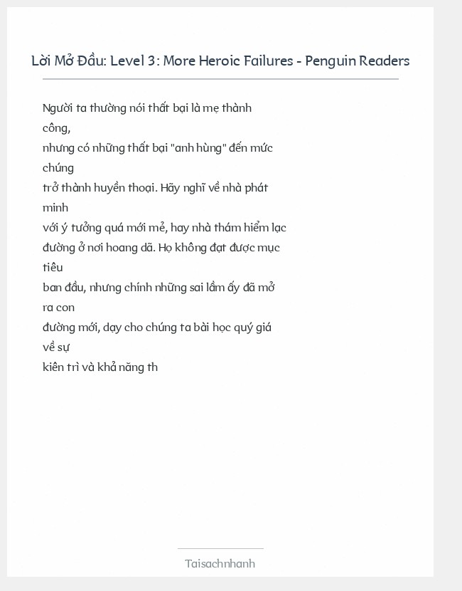 Trích đoạn Level 3: More Heroic Failures - Penguin Readers