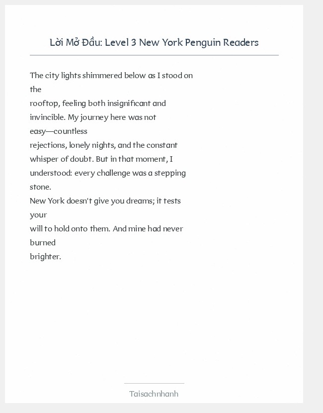 Trích đoạn Level 3 New York Penguin Readers