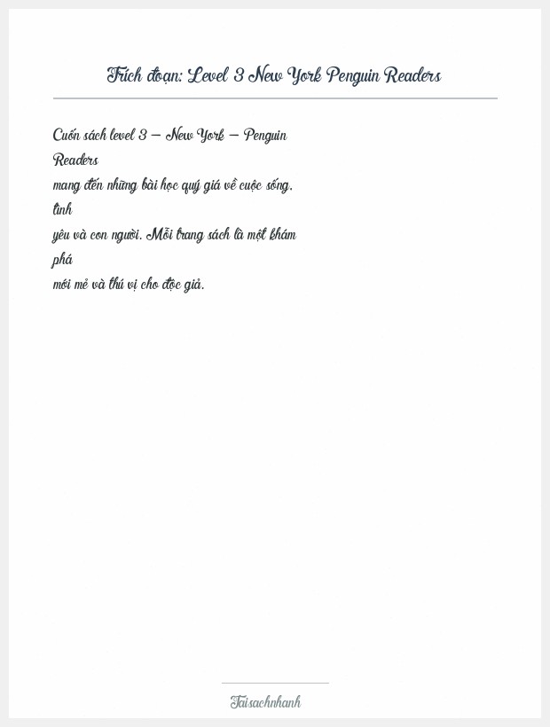 Trích đoạn Level 3 New York Penguin Readers