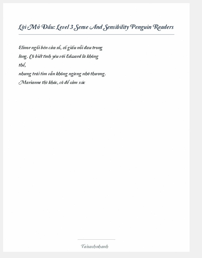 Trích đoạn Level 3 Sense And Sensibility Penguin Readers