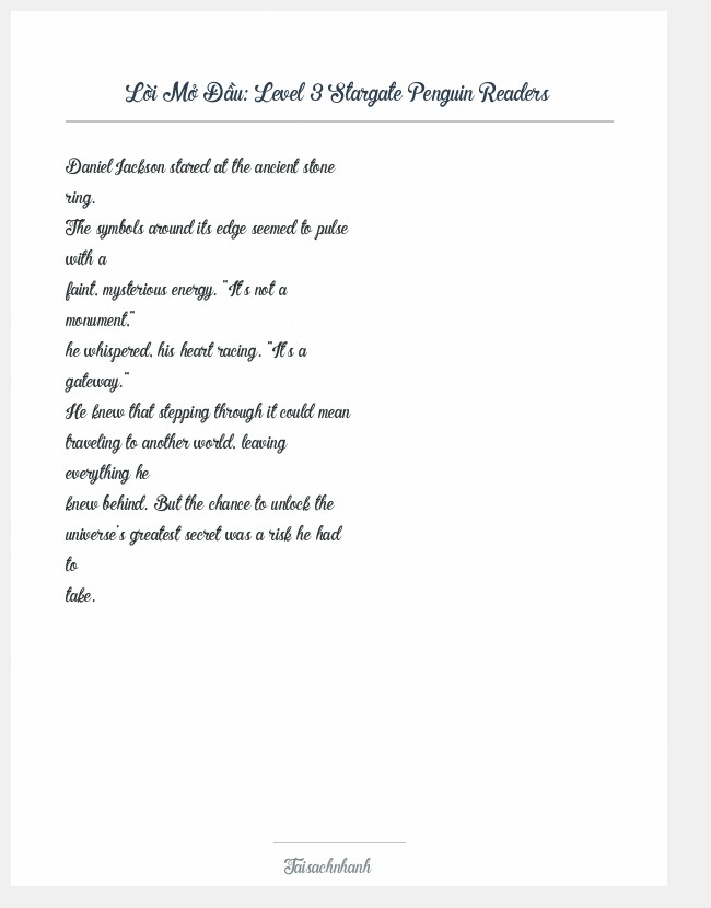 Trích đoạn Level 3 Stargate Penguin Readers