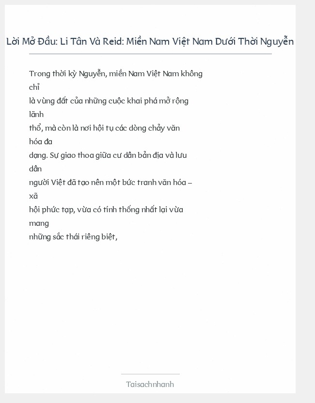 Trích đoạn Li Tân Và Reid: Miền Nam Việt Nam Dưới Thời Nguyễn