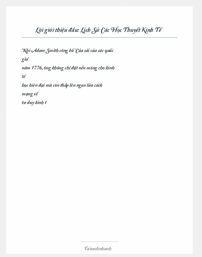 Trích đoạn Lịch Sử Các Học Thuyết Kinh Tế