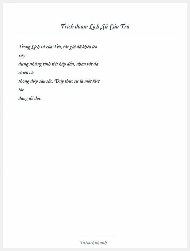 Trích đoạn Lịch Sử Của Trà