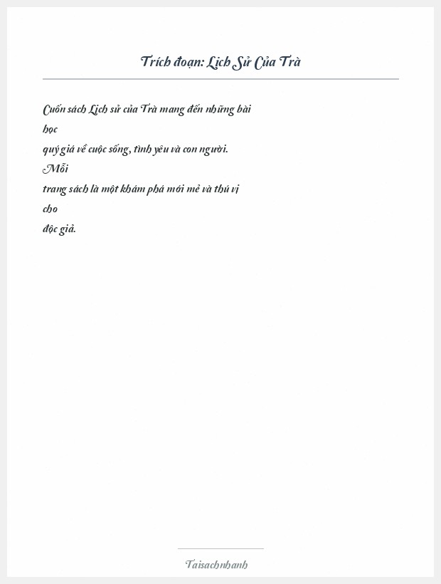 Trích đoạn Lịch Sử Của Trà