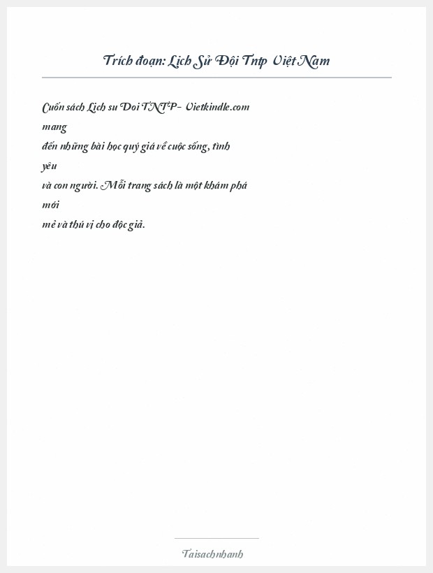 Trích đoạn Lịch Sử Đội Tntp Việt Nam