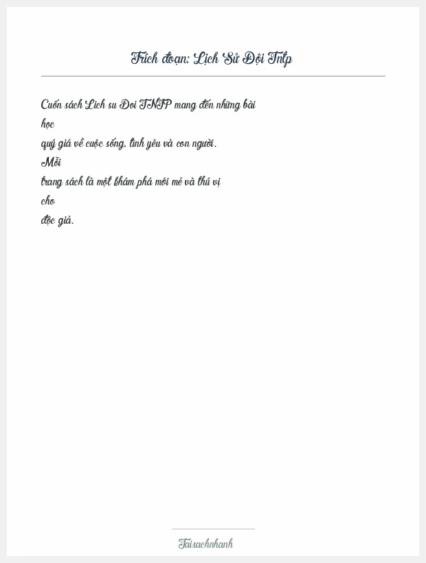 Trích đoạn Lịch Sử Đội Tntp