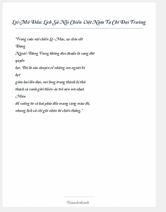 Trích đoạn Lịch Sử Nội Chiến Việt Nam Tạ Chí Đại Trường