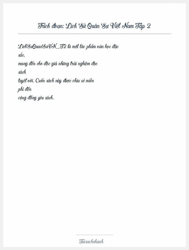 Trích đoạn Lịch Sử Quân Sự Việt Nam Tập 2