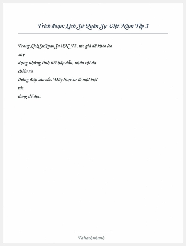 Trích đoạn Lịch Sử Quân Sự Việt Nam Tập 3
