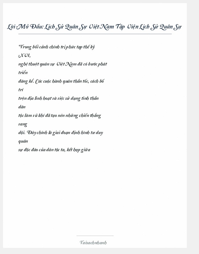 Trích đoạn Lịch Sử Quân Sự Việt Nam Tập Viện Lịch Sử Quân Sự