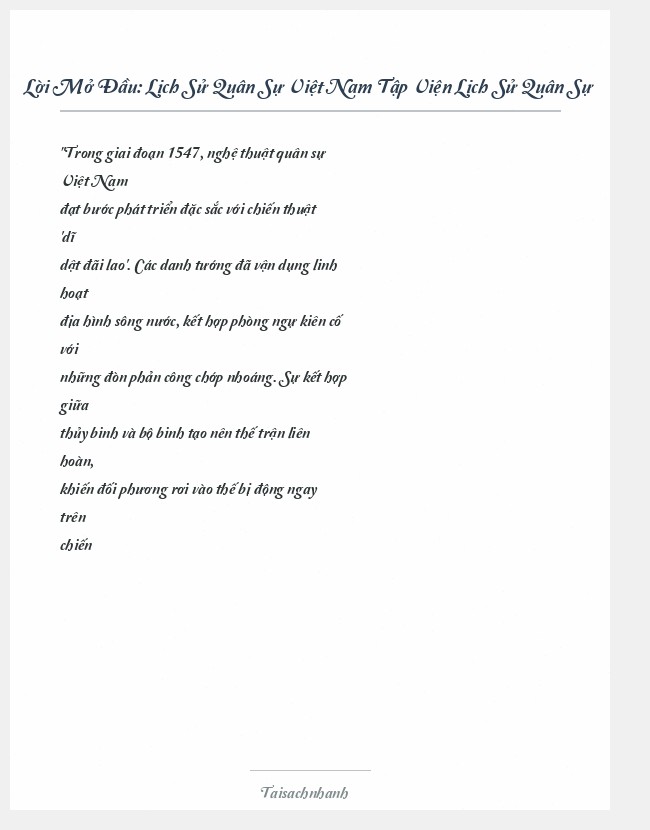 Trích đoạn Lịch Sử Quân Sự Việt Nam Tập Viện Lịch Sử Quân Sự