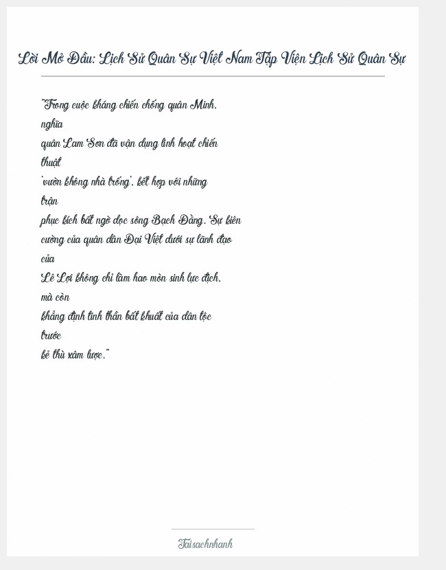 Trích đoạn Lịch Sử Quân Sự Việt Nam Tập Viện Lịch Sử Quân Sự