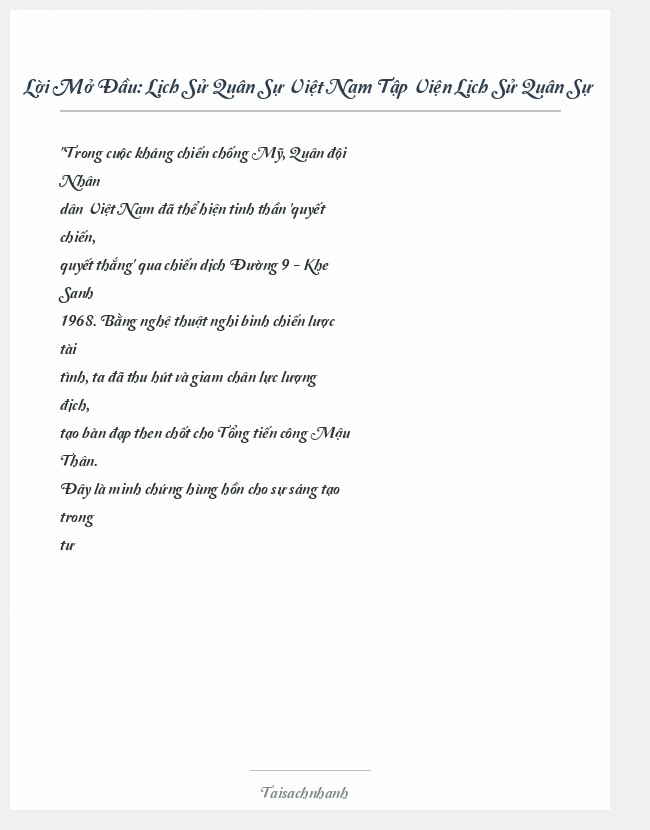 Trích đoạn Lịch Sử Quân Sự Việt Nam Tập Viện Lịch Sử Quân Sự