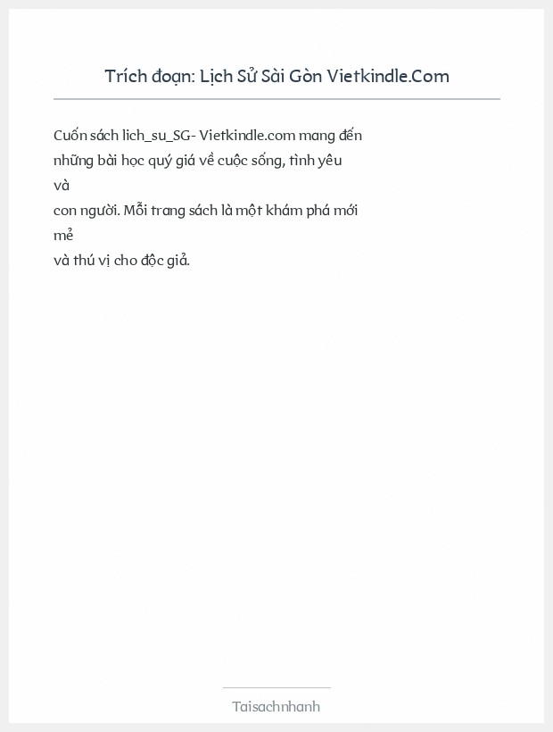 Trích đoạn Lịch Sử Sài Gòn Vietkindle.Com