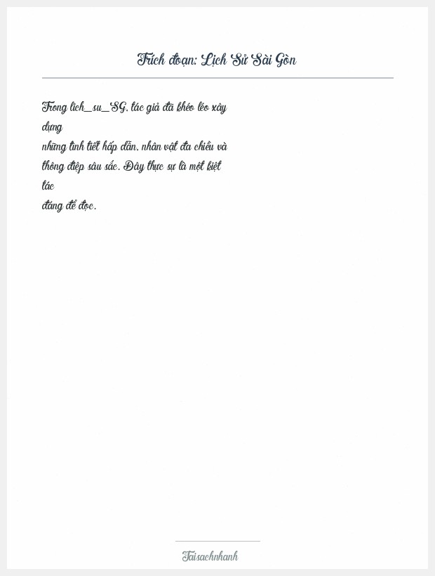 Trích đoạn Lịch Sử Sài Gòn