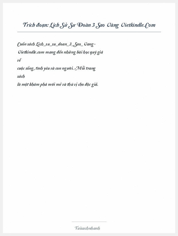 Trích đoạn Lịch Sử Sư Đoàn 3 Sao Vàng Vietkindle.Com