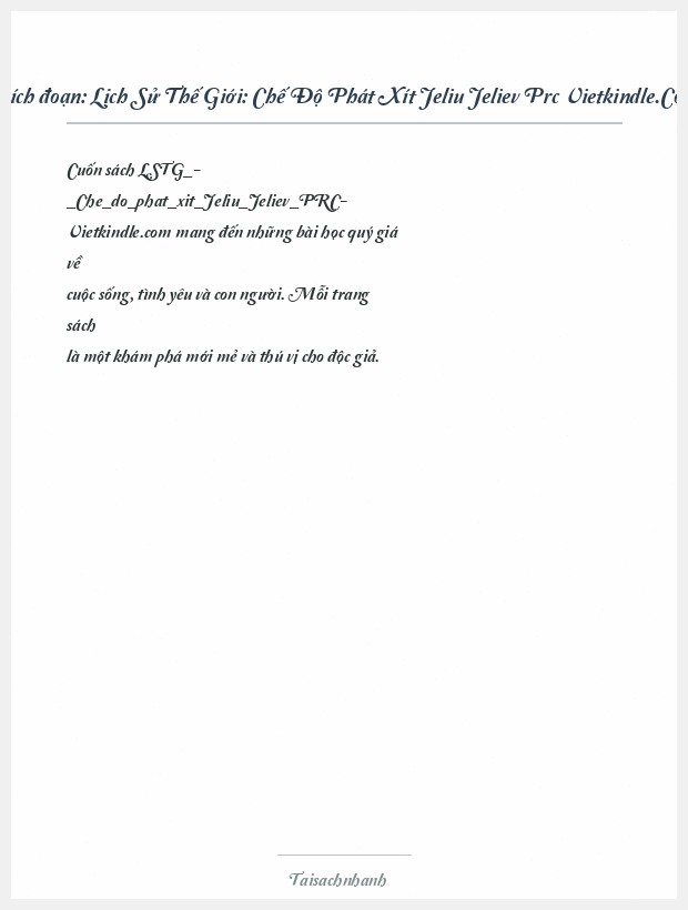 Trích đoạn Lịch Sử Thế Giới: Chế Độ Phát Xít Jeliu Jeliev Prc Vietkindle.Com