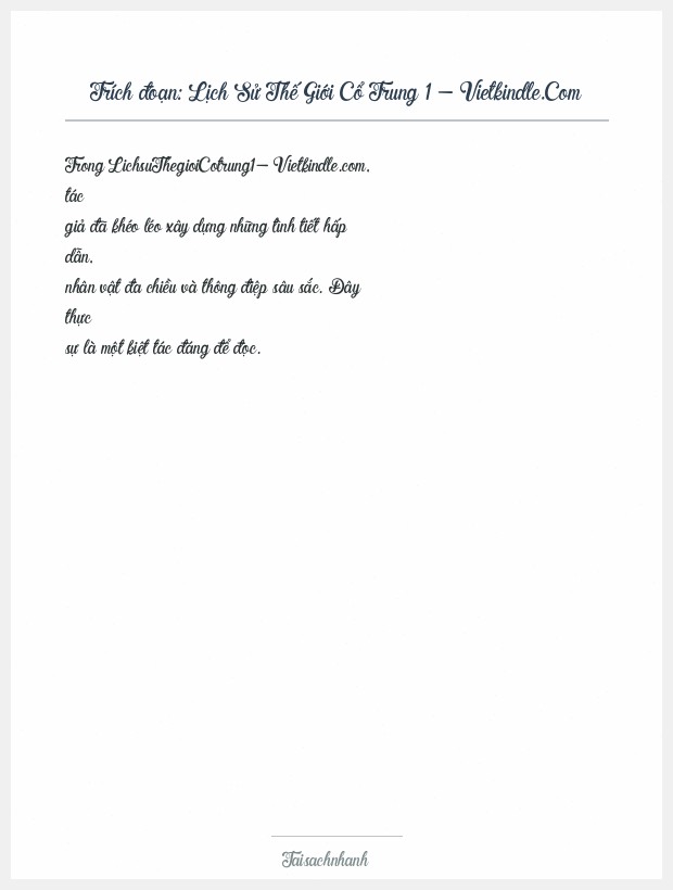 Trích đoạn Lịch Sử Thế Giới Cổ Trung 1 - Vietkindle.Com