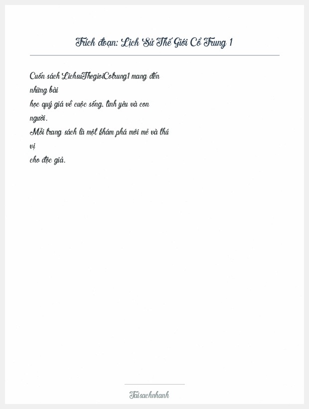 Trích đoạn Lịch Sử Thế Giới Cổ Trung 1