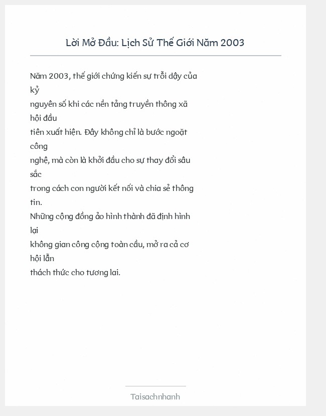 Trích đoạn Lịch Sử Thế Giới Năm 2003