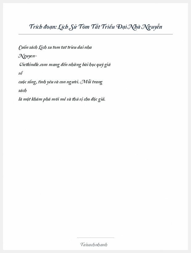 Trích đoạn Lịch Sử Tóm Tắt Triều Đại Nhà Nguyễn