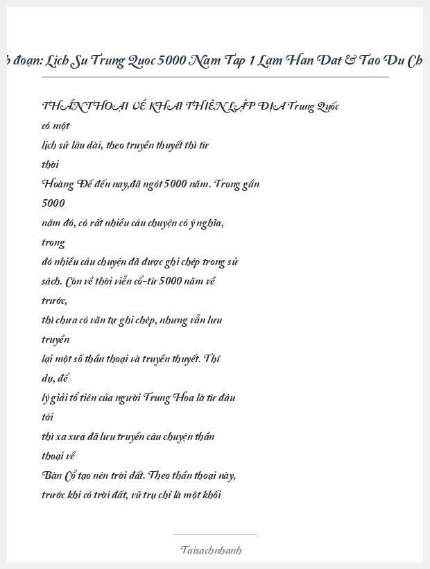 Trích đoạn Lich Su Trung Quoc 5000 Nam Tap 1 Lam Han Dat & Tao Du Chuong