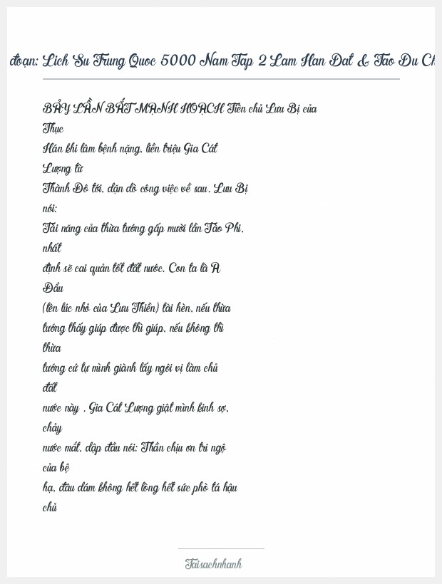 Trích đoạn Lich Su Trung Quoc 5000 Nam Tap 2 Lam Han Dat & Tao Du Chuong