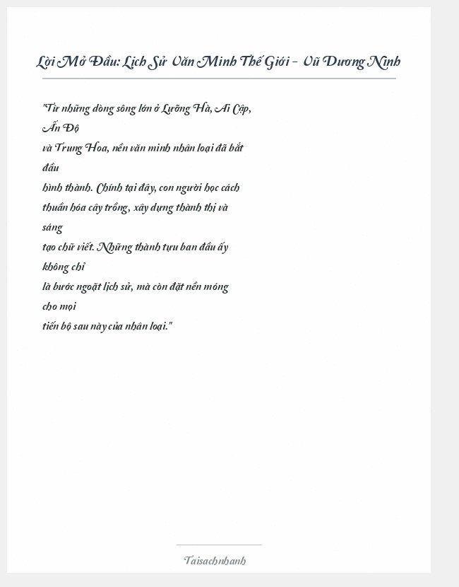 Trích đoạn Lịch Sử Văn Minh Thế Giới - Vũ Dương Ninh